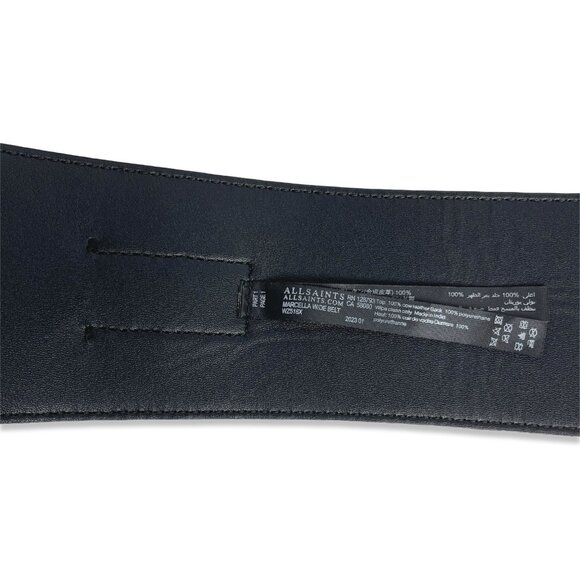 AllSaints Marcella Asymmetric Wide Leather Belt • Black Gold • NWOT Size L - Picture 4 of 7